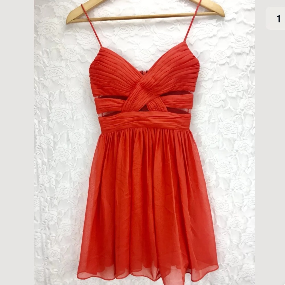 Hailey Logan by Adrianna Papell Mesh cutout dress